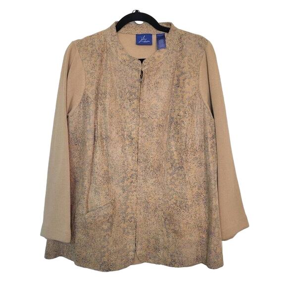 JH Collectibles Womens Tan Faux Snakeskin Animal Print Shacket Plus Size 1X - Picture 1 of 9